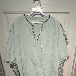 Light Green Tunic with Embroidered Trim